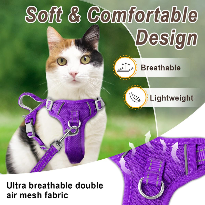 Cat Harness and Leash Set for Walking Escape Proof for Small Large cat Kitten Harness with ID tag Pocket (Purple,XXS) XX-Small Purple - BeesActive Australia