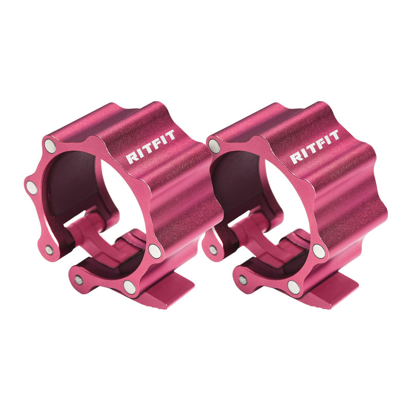 RitFit 2-Inch Magnetic Barbell Collars Locking Clamps - Heavy Duty Aluminum Alloy, Quick Release with Non-Slip TPR Pads for Olympic Weightlifting Powerlifting Training (Pair) Pink