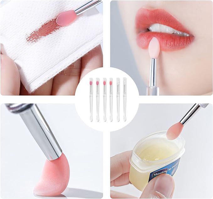 Coolooda Lip Brush Silicone Mask Brush Set of 6 Mask Brushes Portable Lip Brush Soft for Sensitive Skin Multi-functional Makeup Brushes 3 Colors White Pink -  Australia