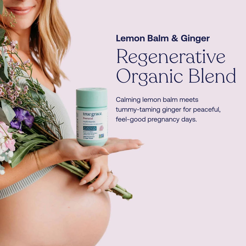 True Grace Prenatal Multivitamin - 30 Servings - Supports a Healthy Mom & Baby with Methylfolate & Choline for Fetal Brain Development - Gluten Free, Soy Free - 60 Vegan Tablets 30 Day Supply