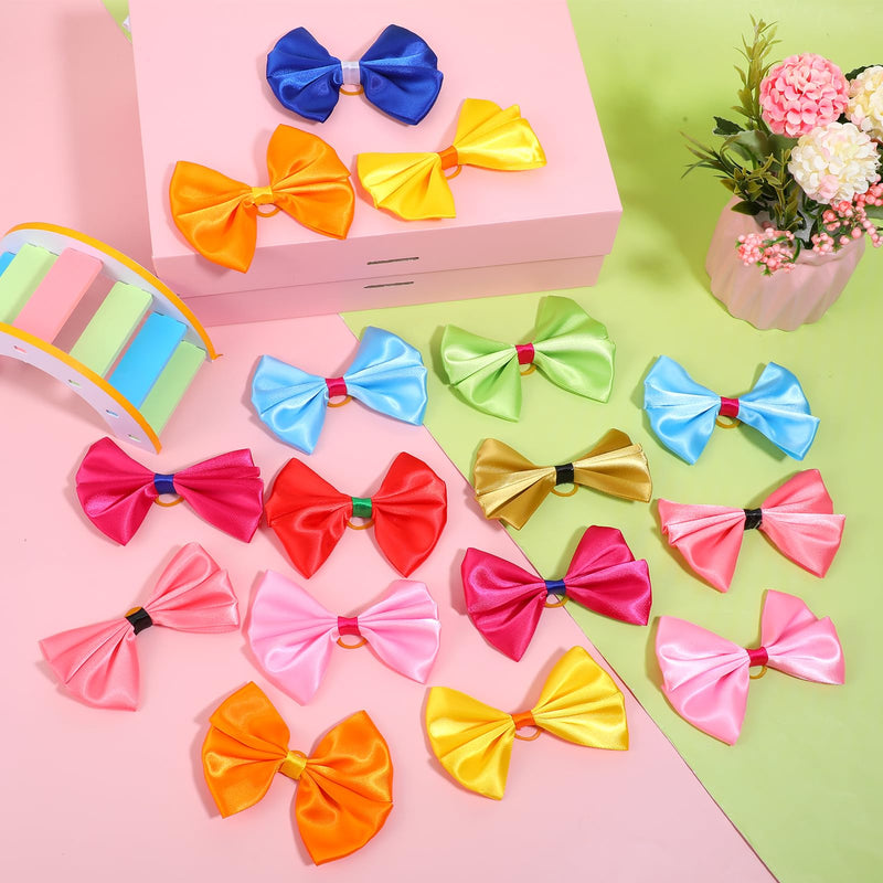 24Pcs 3.9In Cute Dog Bowknot Hair Bows Big Dog Hair Bows Handmade Hair Accessories Bow Dog's Hair Bows for Small Medium Large Dogs Cat Kitten Rabbit Grooming Accessories - BeesActive Australia