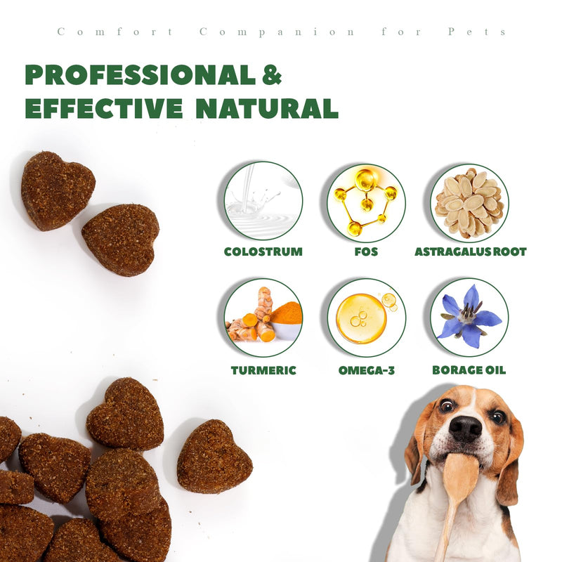 Dog Allergy Chews 200ct, Dog Allergy Relief Chews Coat Supplement for Itchy Skin Paw Licking, Probiotics for Large Dogs with Colostrum Omega-3 Turmeric Immune Supplement Chicken 200 Chews
