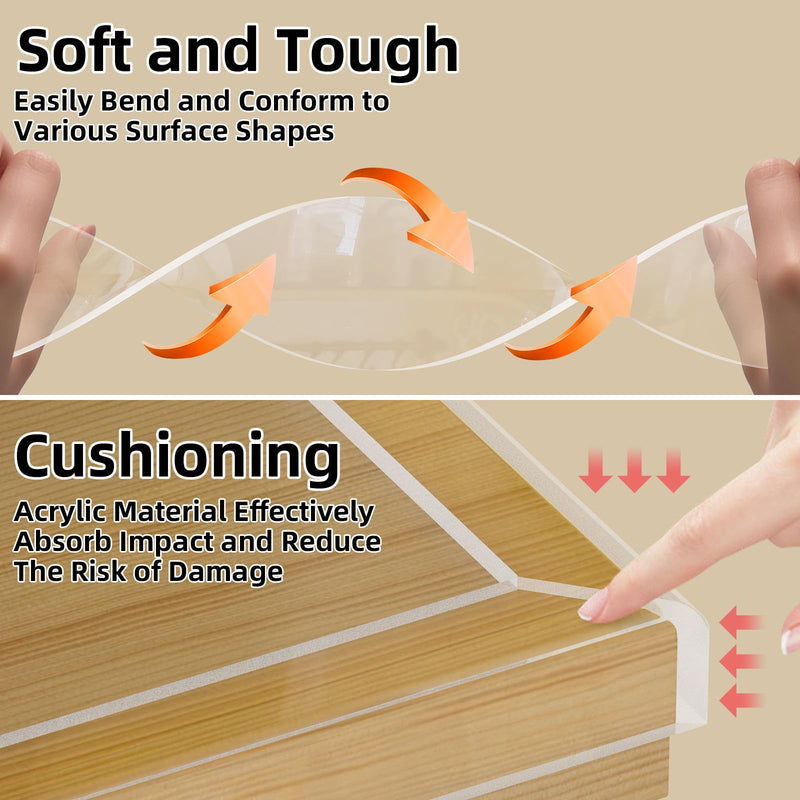 Clear Edge Protector,Safe Corner Protector, Anti-Sharp Edge Protector, for Furniture, Drawers, Tables, Cabinets 2inX3.28FT