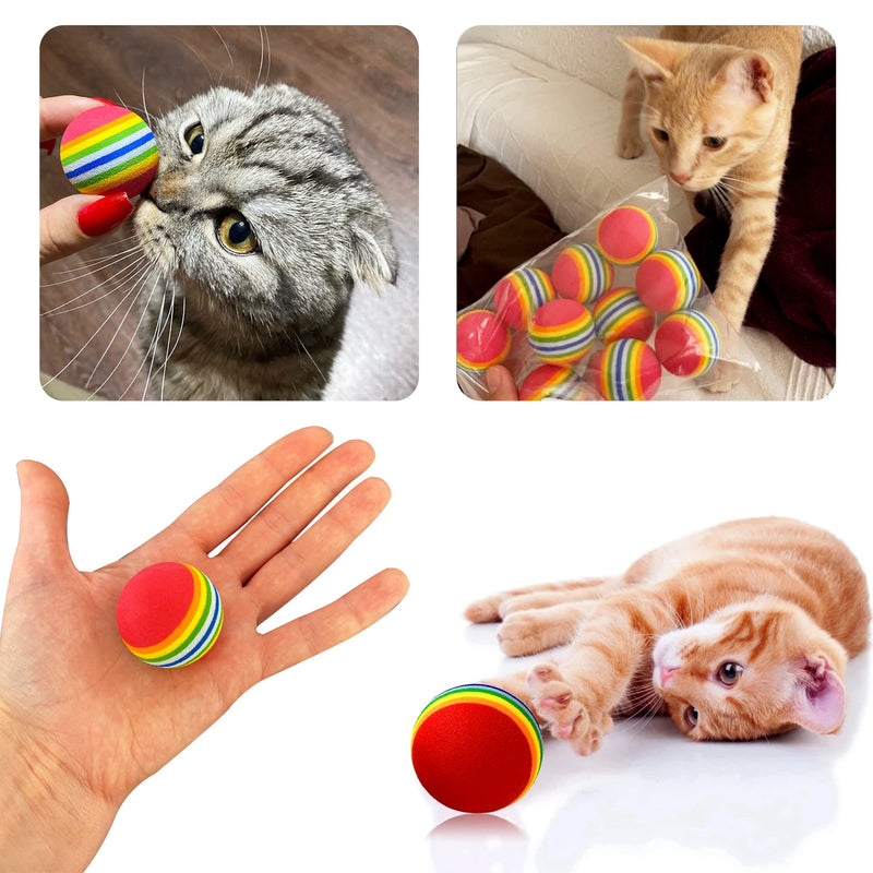 PET SHOW 10pcs 1.38" Red Rainbow Cat Toy Balls Soft EVA Foam Interactive Indoor Kittens Favorite Toys 35mm Dia. Small Dogs Puppies Toy Balls Bulk Activity Chase Quiet Play Sponge Ball 10pcs Red Rainbow - BeesActive Australia