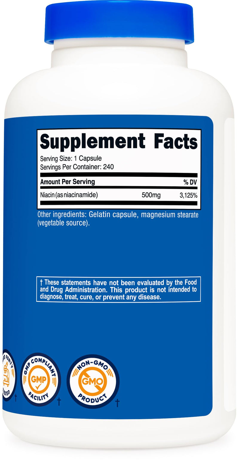 Nutricost Niacinamide (Vitamin B3) 500mg, 240 Capsules - Non-GMO, Gluten Free, Flush Free Vitamin B3 (Pack of 2) 240 Count (Pack of 2)