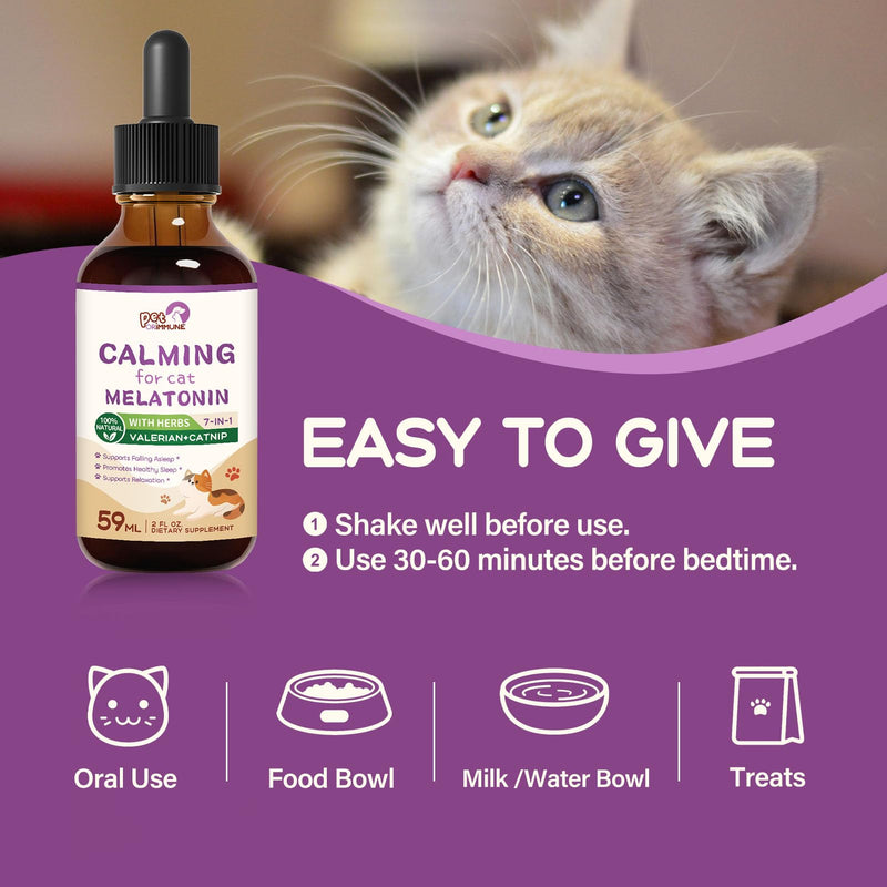 Calming for Cat Melatonin Drops, All in 1 Pure Natural Blend Supports Falling Asleep, Promotes Healthy Sleep & Supports Relaxation. 2 oz