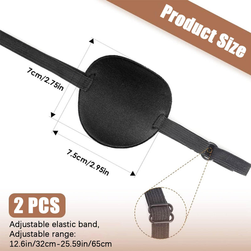 2 Pcs Eye Patch for Adults Kids,3D Adjustable Eye Patches for Amblyopia Lazy Pirate Costume(Black) - BeesActive Australia