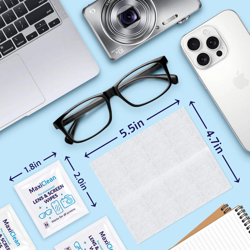 Lens Wipes for Eyeglasses ‚Äì 200 Lens Wipes Individually Wrapped, Pre-moistened Eyeglass Cleaning Wipes, for Glasses Cleaner, Sunglasses, Camera Lenses, Laptop Screens, Phones, Happy Eye Glasses