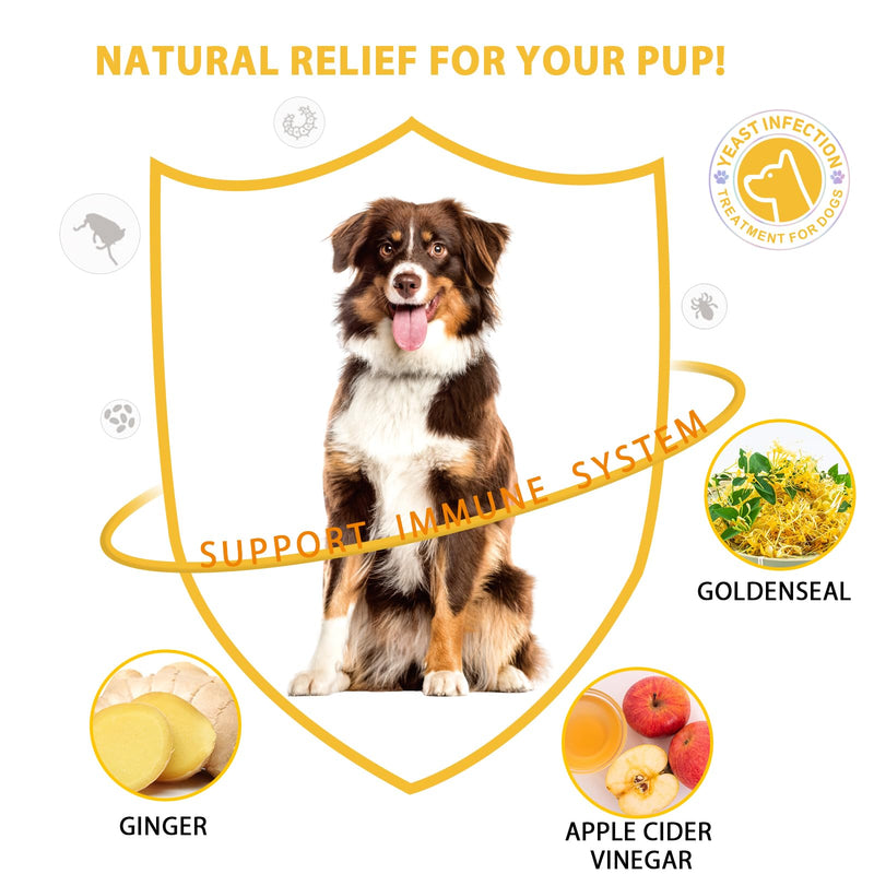 Yeast Infection Treatment For Dogs, Dog Yeast Infection Treatment,Natural In Dogs For Itchy Dog Skin Relief Inflammation, Allergy Relief, Support Immune System (2 PC) 2 PC