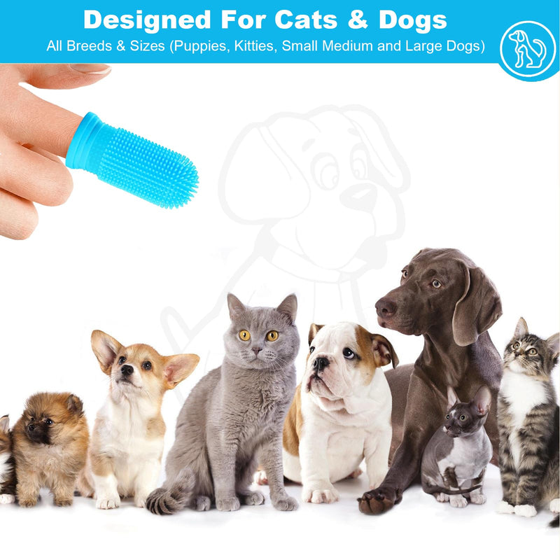 Pack of 10 Dog Toothbrushes, 360º Dog Toothbrush Finger Toothbrush Cat, Silicone Pets Teeth Cleaning Toothbrush Kit for Dogs, Puppies, Cats & Small Pets Dental Care - BeesActive Australia