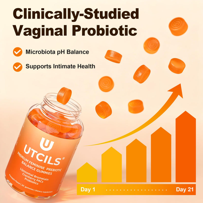 Liposomal Premium Feminine Balance Gummies, Advanced Women's Probiotic Gummies with Bromelain & Cranberry PACs - Triple-Targeted pH Balance Support, 30B CFU Shelf-Stable, Sugar Free 60 Count