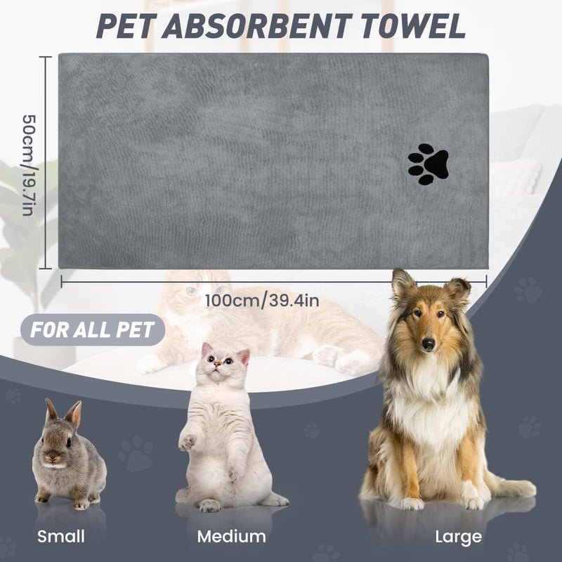 Pet Shower & Bath Supplies，Dog Shampoo Brush Set with Towel, Washing Gloves,Comb for Dogs and Cats (Grey) - BeesActive Australia