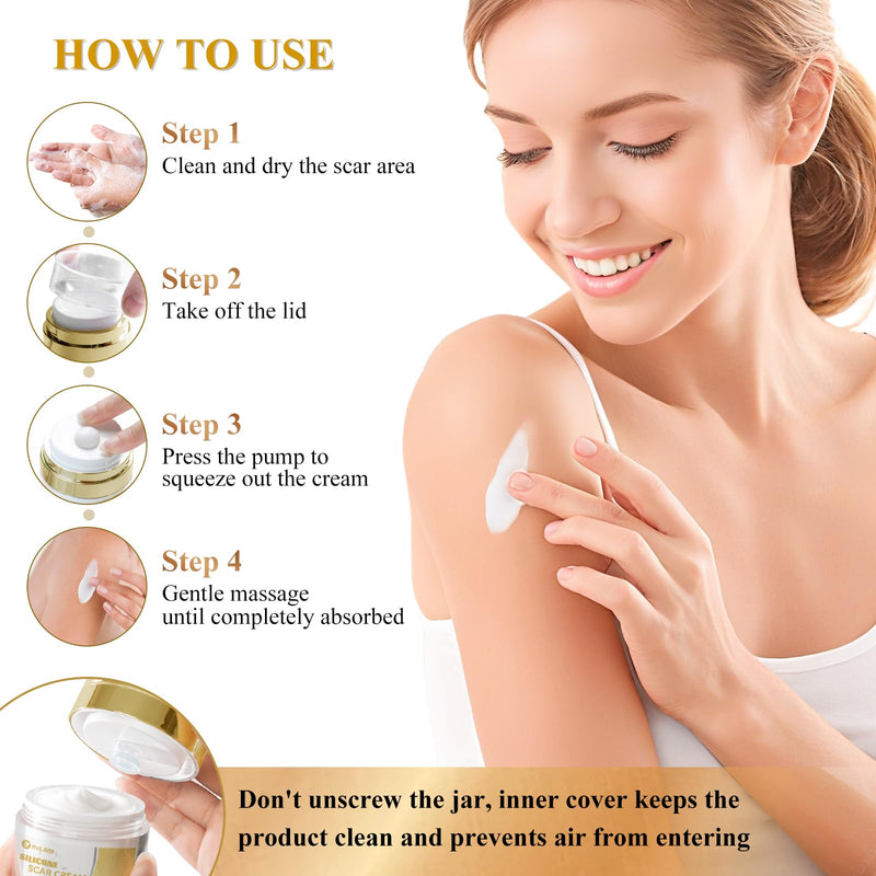 Silicone Scar Cream Scar Gel, Advanced Scar Cream for Surgical Scars, C-Section, Injury, Stretch Marks, Acne, Burns, Keloids, Old & New Scars, 1.85 Oz (55g) 1.85 Fl Oz