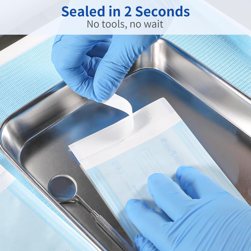 200 Packs Self Seal Sterilization Pouches 5.3"x11" with Color Changing Indicator, Autoclave Sterilizer Bags for Dental, Tattoo, Nail Instrument Tools 5.3"x11" - BeesActive Australia