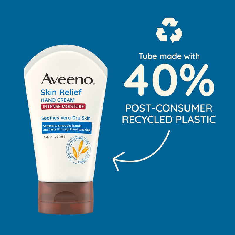 Aveeno Skin Relief Intense Moisture Hand Cream with Soothing Prebiotic Oat for Dry and Sensitive Skin Cream Softens & Smooths Hands & Lasts Through Hand Washing, Fragrance-Free, 3.5 oz - BeesActive Australia