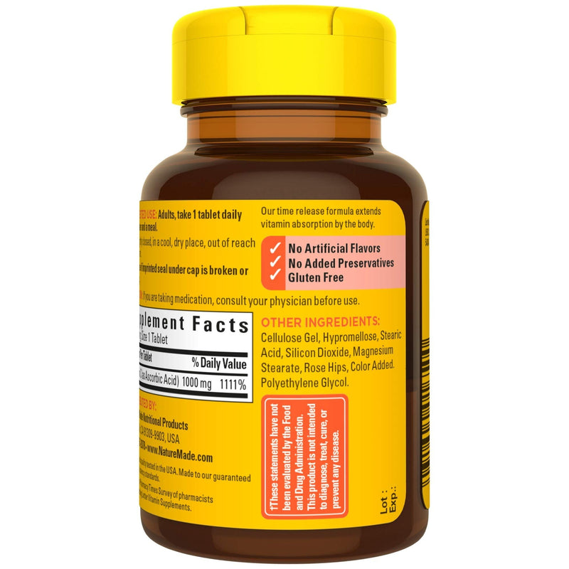Nature Made Vitamin C 1000 mg Time Release Tablets with Rose Hips, 60 Count to Help Support the Immune System 60 Count (Pack of 1)