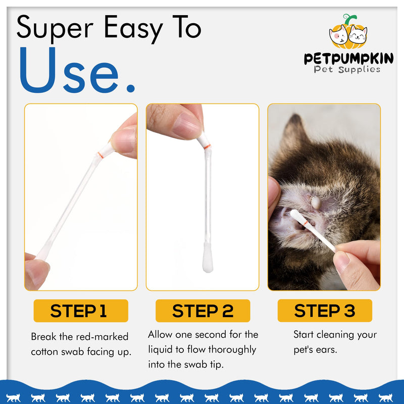 PetPumpkin Gentle & Effective 2-in-1 Pet Ear Cleaning Swabs Solution - Ear Cleaning for Cats & Dogs - Daily Care Removes Wax, Dirt & Odor- 50PCS 50 - BeesActive Australia