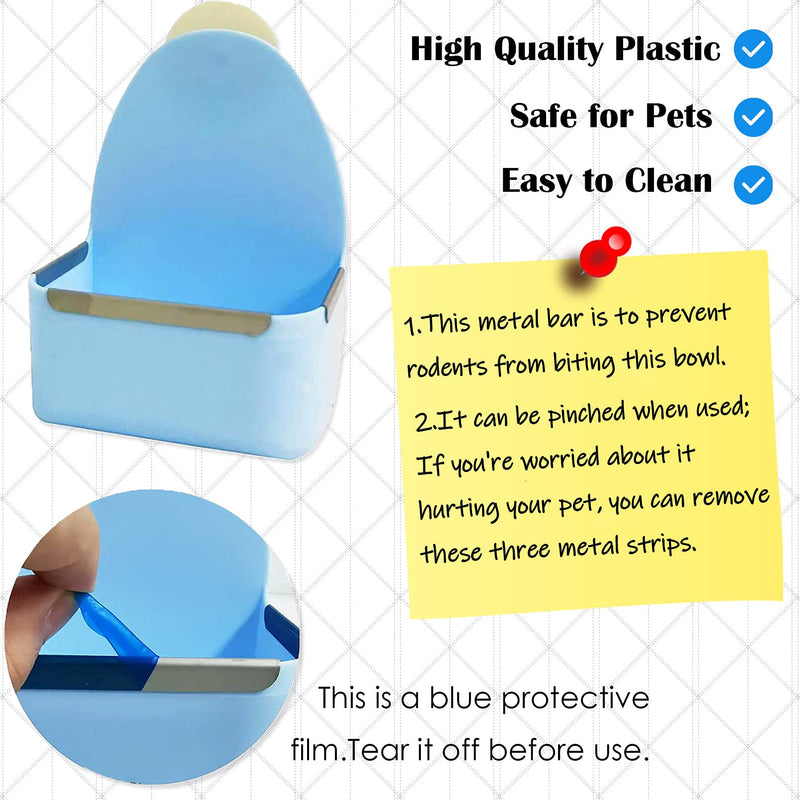 kathson Food and Water Bowl Cage Feeder for Rabbits Dish Feeder Removable Hanging Spill Proof Anti Bite for Rabbit, Guinea Pig, Chinchilla, Hamster, Ferret (Blue) Blue - BeesActive Australia