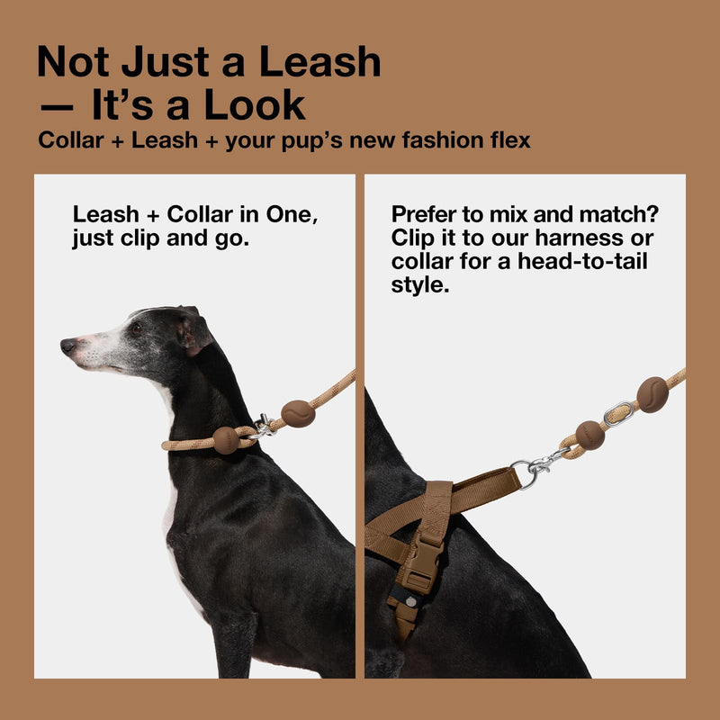 VETRESKA Hands-Free Dog Leash, 8FT Adjustable Rope Leash for Medium Large Dogs, Waist/Crossbody Slip Lead Leashes for Walking, No Pull Dog Leashes with Bag Dispenser, Clip, 3 in 1 Walk Kit (Coffee) Coffee Brown - BeesActive Australia