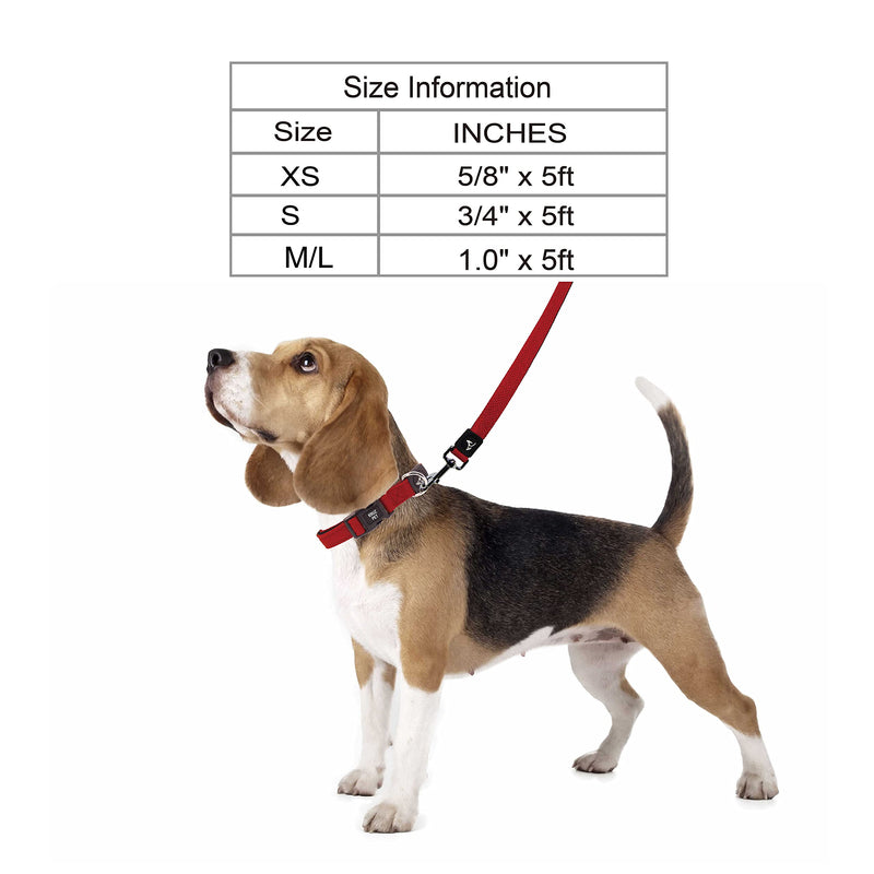 Kruz Premier 5ft Dog Mesh Leash - KZA1160-14M/L - Lightweight, Breathable, Comfort Puffy Mesh Leash - Secure Dual-Layered Tangle-Free Mesh Lead for Dog Walking, Running, Training - Red - 1" x 5 FT Large: 1" x 5 FT - BeesActive Australia