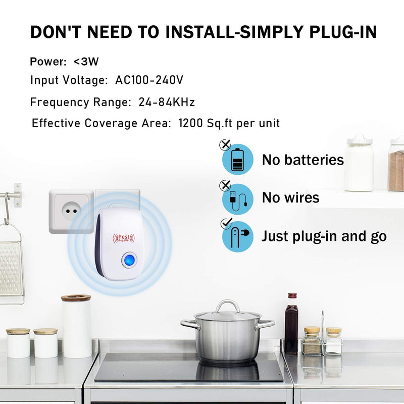 Ultrasonic Pest Repeller 6 Packs, Electronic Plug in Sonic Repellent pest Control for Bugs Insects Roaches Mice Spiders Rodents Mosquitoes - BeesActive Australia