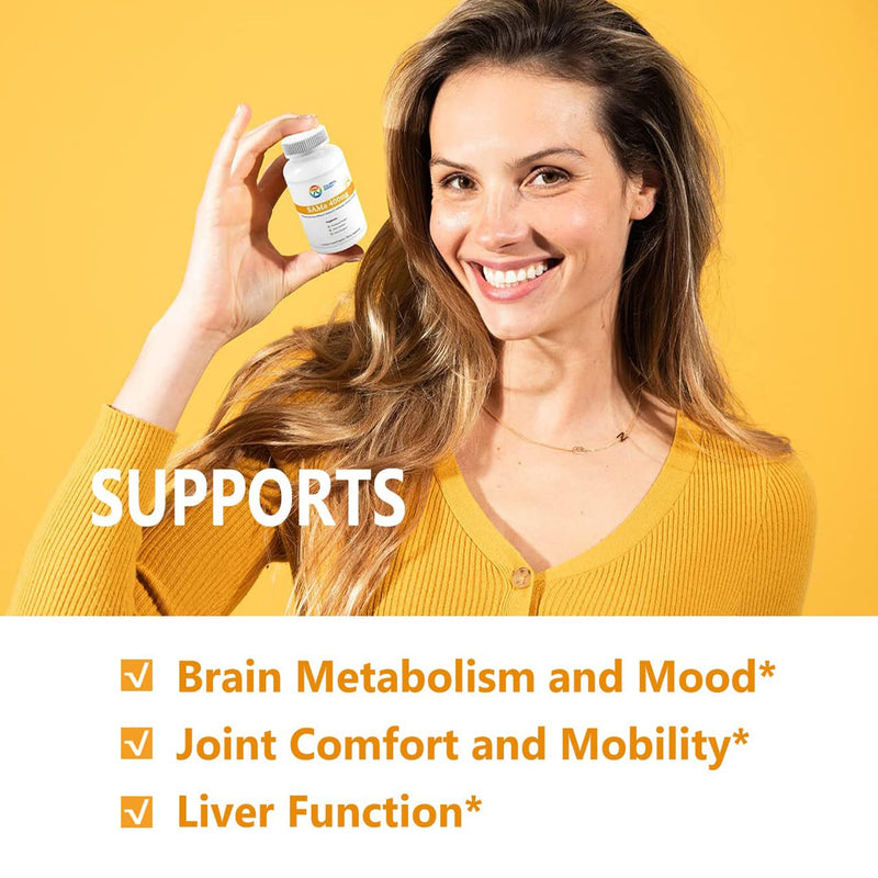 7c Sam e 400mg Supplement with Vitamin B6, B12, 60 Enteric Coated Capsules | Sam-e 400mg (S-Adenosylmethionine) with Vitamin B6, B12, Support Mood, Liver and Joint, Vegan, Non-GMO, Gluten-Free