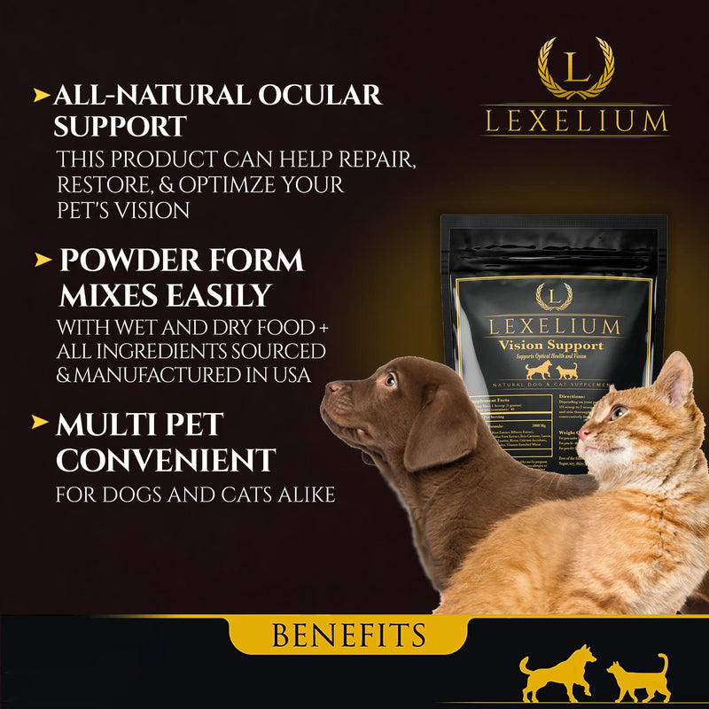 Vision Support & Eye Sight Supplement for Dogs and Cats- Fortified with Zeaxanthin, Bilberry, Lutein, and Beta Carotene - 200 Grams - PawsPlanet Australia