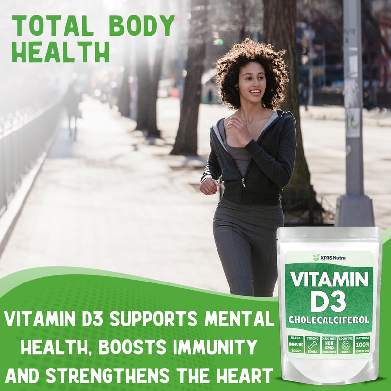 XPRS Nutra Vitamin D3 Powder (Cholecalciferol) - Unflavored VIT D for Bones and Immunity - Vitamin D3 Powder for Muscle Function - Vitamin D Supplements (8 Ounce) 8 Ounce (Pack of 1)