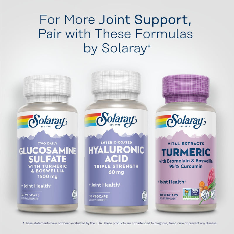 SOLARAY Hyaluronic Acid Triple Strength - Skin Elasticity and Firmness Support - Plus Vitamin C - Lab Verified, 30 Servings, 30 VegCaps