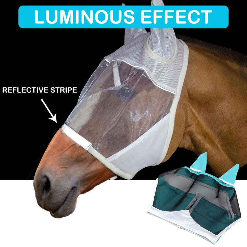 YANINEE 50 * 37cm fly mask horse UV protection, fly hood horses with ear protection - BeesActive Australia