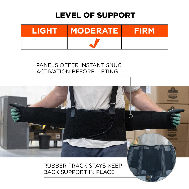 Ergodyne ProFlex 1400UN Back Support Belt, 8.75" Spandex, Universal Size, Fits Waist 28"-46 inches, Black