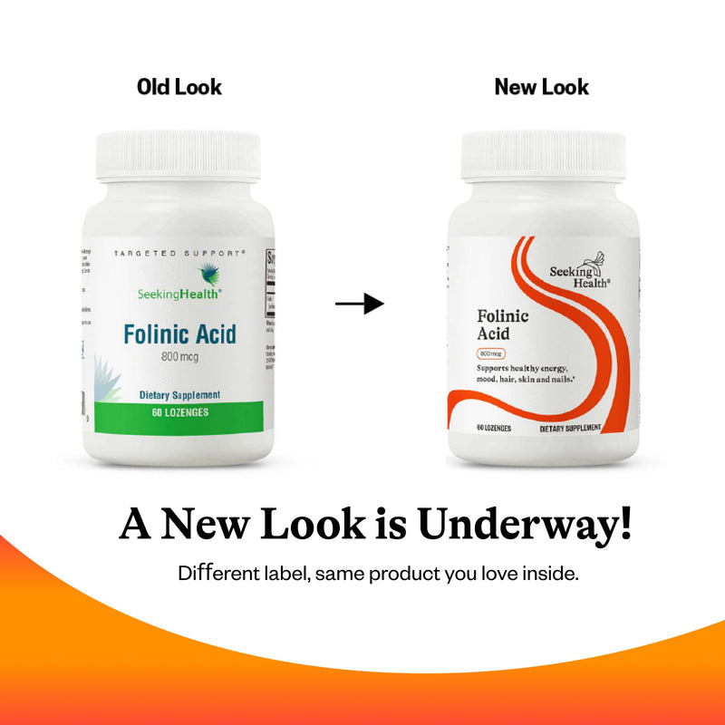 Seeking Health Folinic Acid - Methyl Free - Folinic Acid Supplement Supports Heart Health - Metabolically Active Alternative to Folate - 1360 mcg, 60 Lozenges 60 Count (Pack of 1)