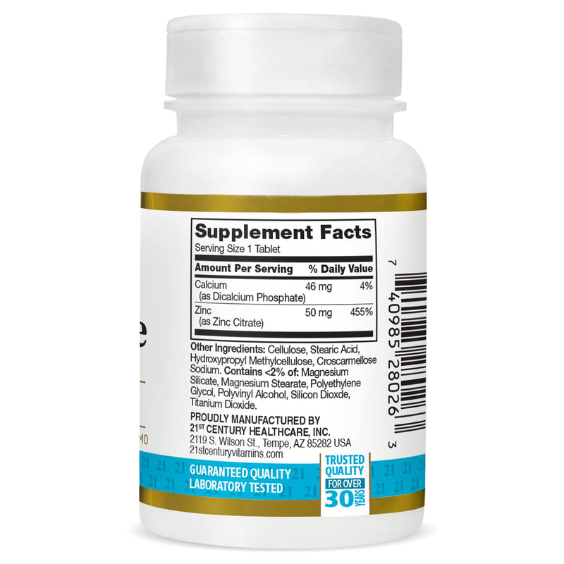 21st Century Healthcare Zinc Citrate Tablets 50mg, 60 Count (Pack of 4)