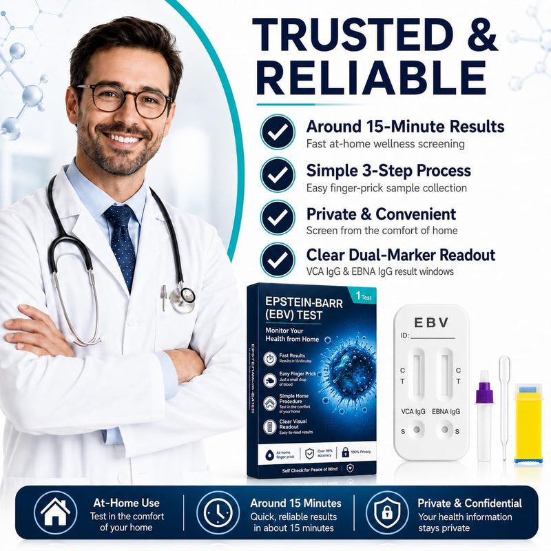 (EBV) At-Home Test Kit, Convenient Finger Prick Self-Check Set, No Professional Lab Appointment Needed, Simple Home Health Monitoring Supplies