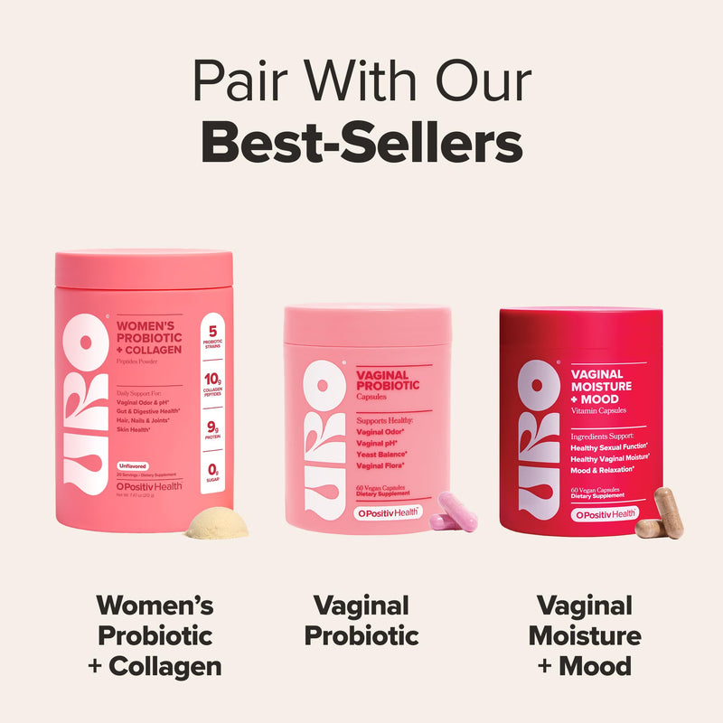 URO Vaginal Probiotics for Odor, Flora & pH Balance – 60-Day Supply 60 Count (Pack of 2)