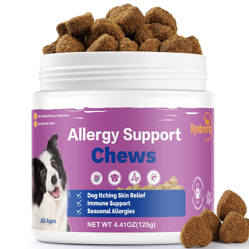 Dog Allergy Chews for Itchy Skin and Seasonal Allergies, Dog Allergy and Itching Skin Relief with Probiotics and Turmeric, Allergy Paw Relief and Dogs Coat Immune -50ct 50ct