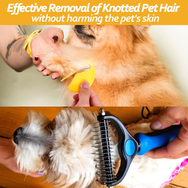 Pet Grooming Brush and Knotting Comb Tools,2024 Multifunctional Pet Shedding Comb for Removing Tangled and Loose Hair,Dematting Deshedding Undercoat Rake for Dogs/Cats Grooming Supplies,6 Pcs 6 pcs - BeesActive Australia