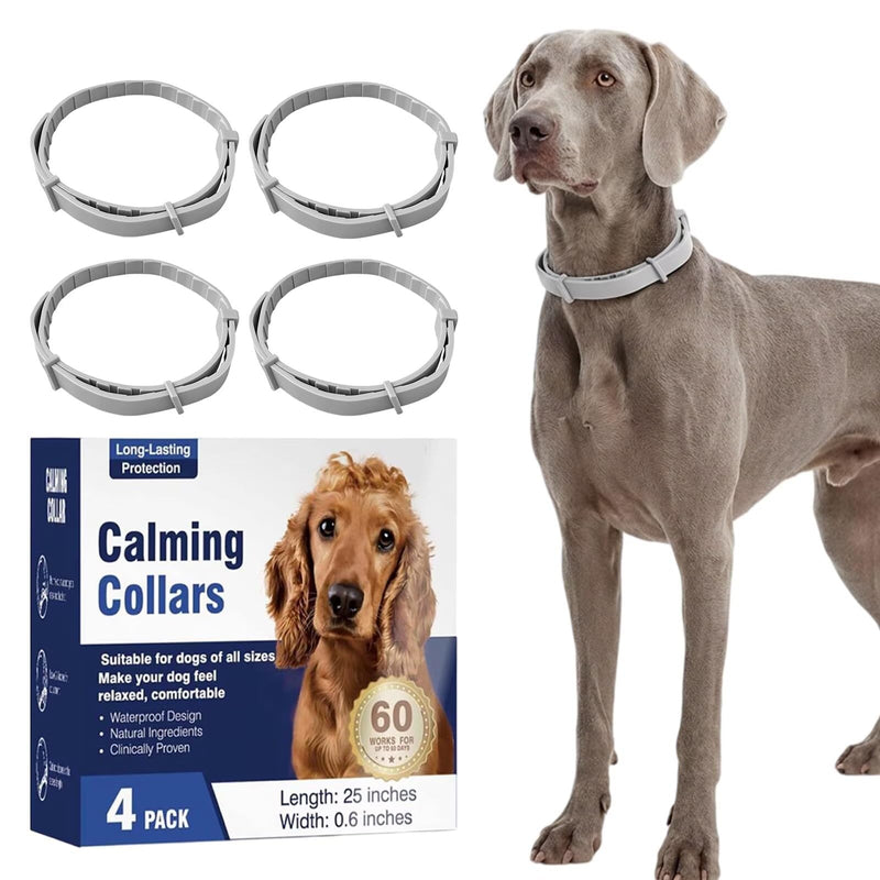 Calming Collar for Dogs 4-Pack That Lasts 60 Days | Pheromone Dog Calming Collar for Anxiety, Stress & Separation | Waterproof Adjustable 63 cm for Small Medium Large Dogs