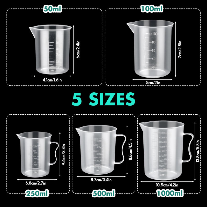 Baderke 28 Pcs Plastic Beakers Test Tubes with Graduated Cylinder Flask