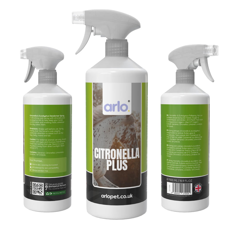 Citronella+ Fly Spray for Horses 500ml – Powerful Insect Protection | Long-Lasting Coat Spray for Horses & Ponies | Fast-Acting & Easy to Use | Summer Horse Care Essential