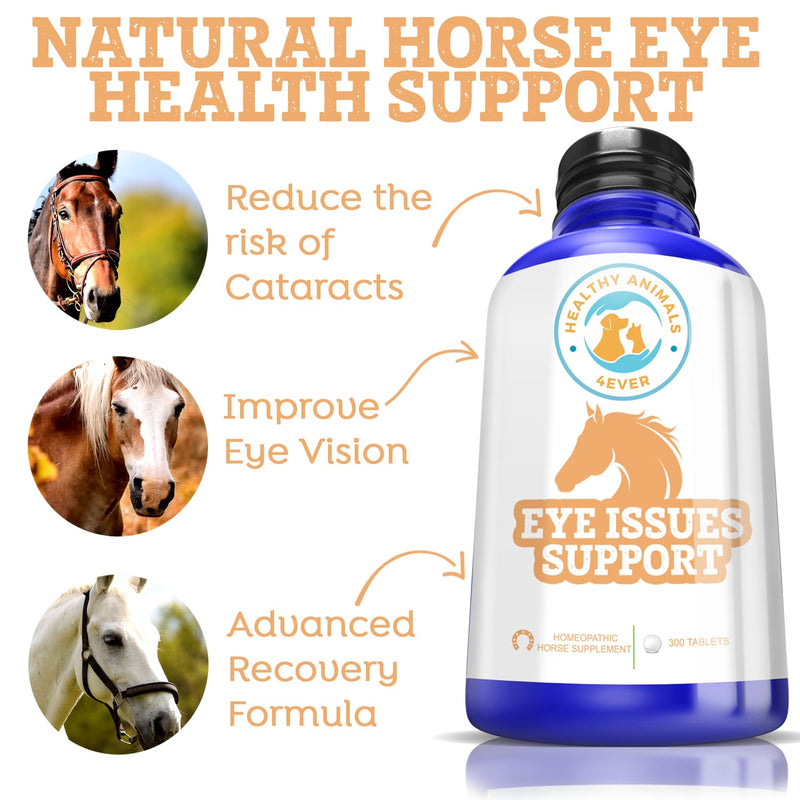 Healthy Animals 4Ever All-Natural Horse Eye Health Support - Maintains Normal Mineral Levels for Horses Eyes - Eye Supplements for Horses - Homeopathic & Highly Effective - 300 Tablets - BeesActive Australia