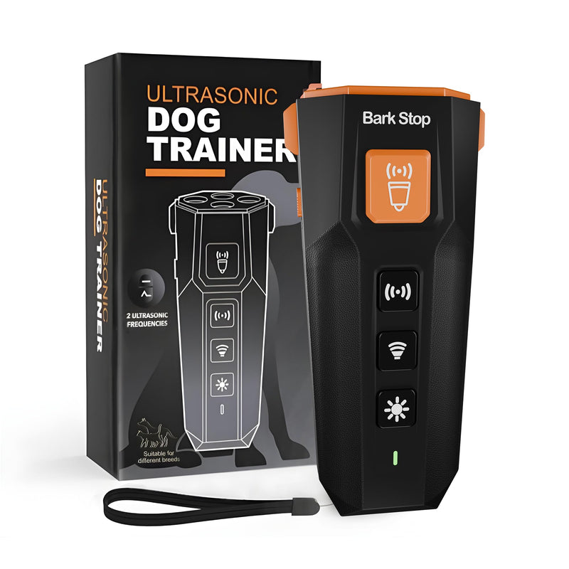 Ultrasonic Dog Bark Deterrent – Rechargeable Anti Bark Device with Dual Frequency & LED Flashlight – Handheld Trainer for Indoor and Outdoor Use (Black) Black