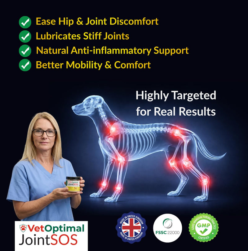 JointSOS Hip and Joint Supplement for Dogs – Advanced Mobility Support for All Breeds – Collagen, Green Lipped Mussel, Glucosamine, Hyaluronic Acid – Cartilage & Flexibility Formula