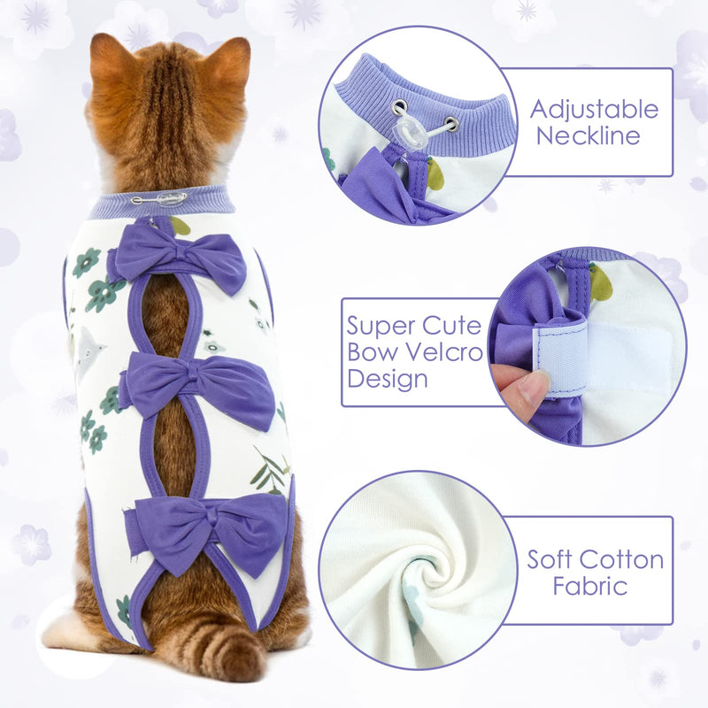 PUMYPOREITY Cat Bodysuit After Surgery, Postoperative Clothing for Cats Body Operation Recovery Anti-leaking for Cat Clothes Castration Body E-Collar Alternative Cat Surgery Recovery Suit (Purple, L) Purple - BeesActive Australia