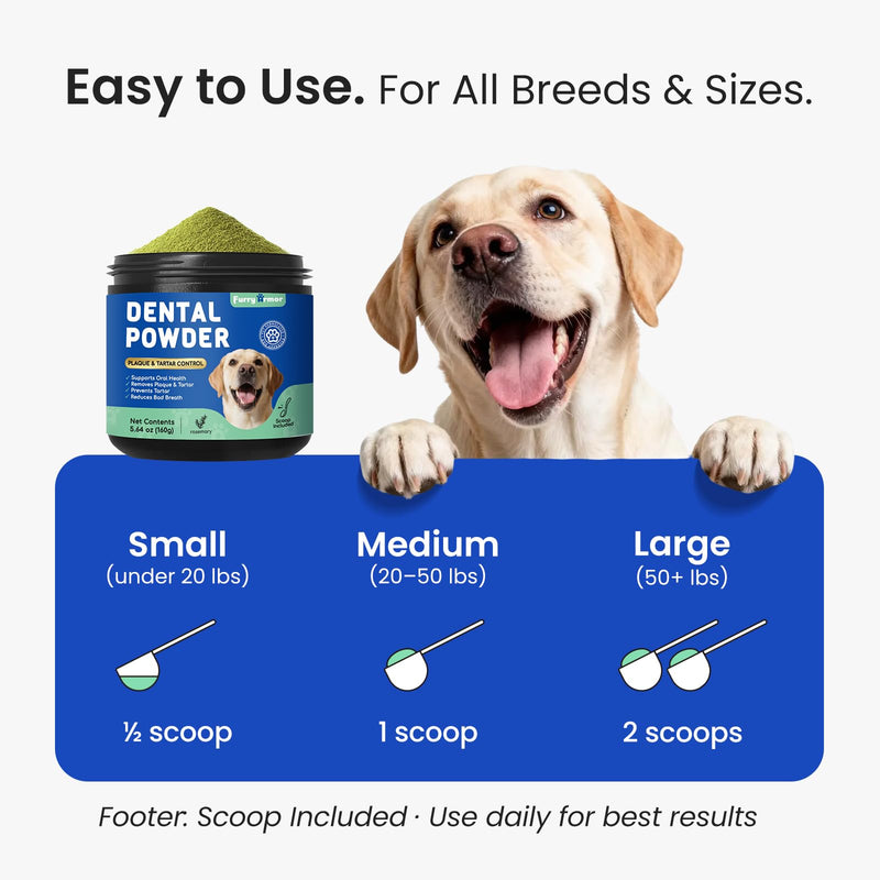 Dog & Cat Teeth Cleaning Powder: Plaque & Tartar Control with Brown Algae, Kelp, Probiotics (1.3B CFU), Sodium Hexametaphosphate & Enzymes – Freshens Breath – Chicken Flavor, 64 Scoops