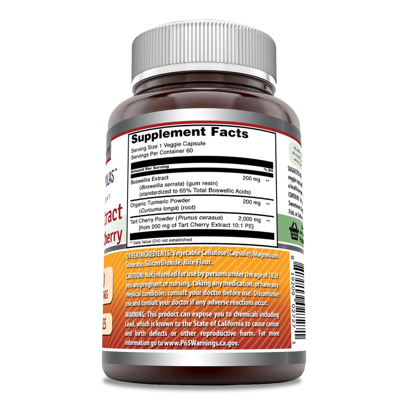 Amazing Formulas Boswellia Extract Turmeric and Tart Cherry Supplement | 2400 Mg Per Serving | 60 Veggie Capsules | Non-GMO | Gluten Free | Made in USA - BeesActive Australia