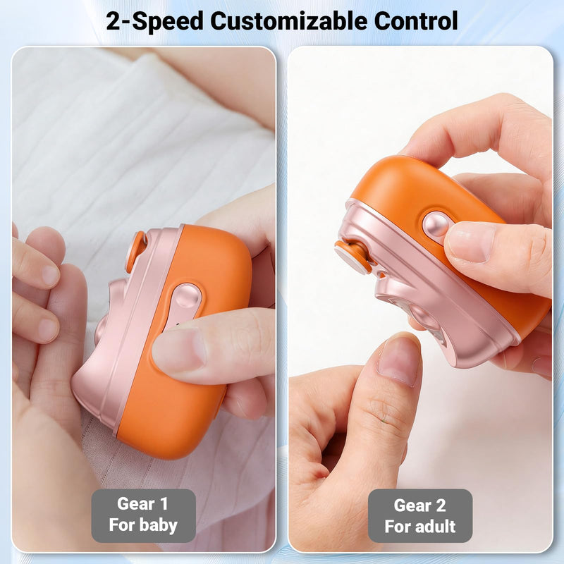 4-in-1 Electric Nail Clipper with LED Light – Quiet Rechargeable Nail Grooming Kit, Grinder & Polisher, 2 Speed, Nail Debris Collector, Portable Gift Set