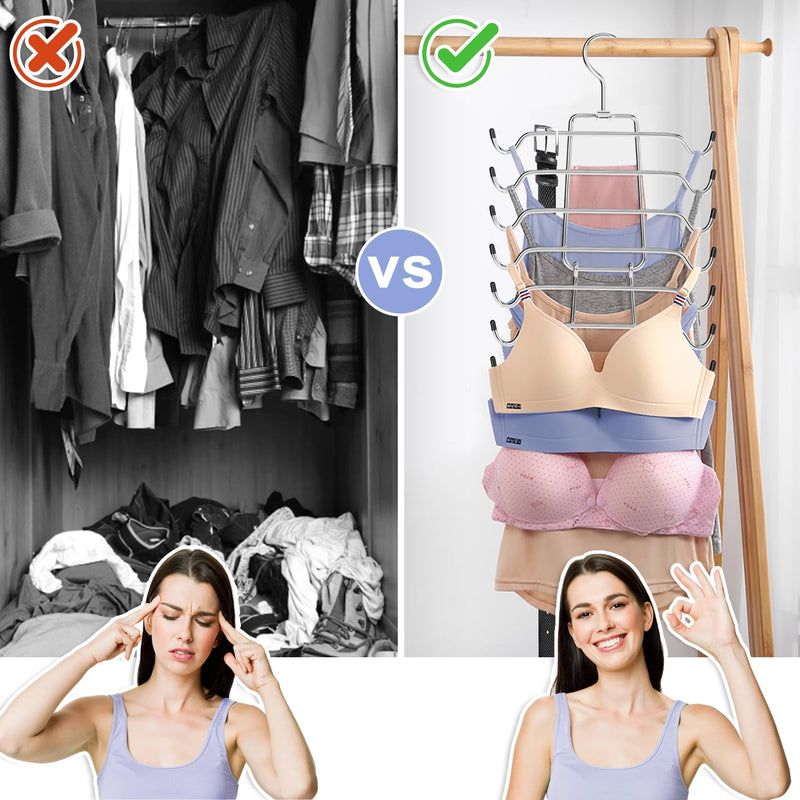 4Pcs Tank Top Hangers Space Saving Hanger Organizer Bra Hangers for Closet Organizer 360° Rotating Metal Closet Organizers and Storage Lingerie for Cami Bras Belts Swimsuits Lingeries Silver 4 Pack