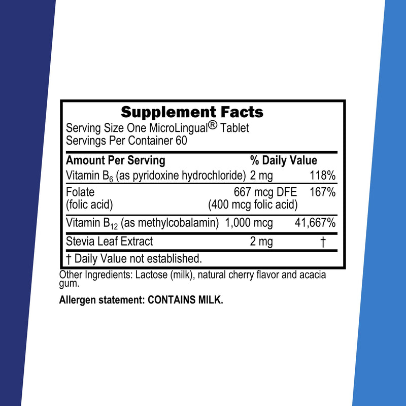 Superior Source No Shot Vitamin B-12 Methylcobalamin 1000 mcg, B-6 & Folic Acid 400 mcg - Supports Brain & Heart Health - Aids Natural Energy Levels - 60 Sublingual Dissolving Tablets Cherry 60 Count (Pack of 1)