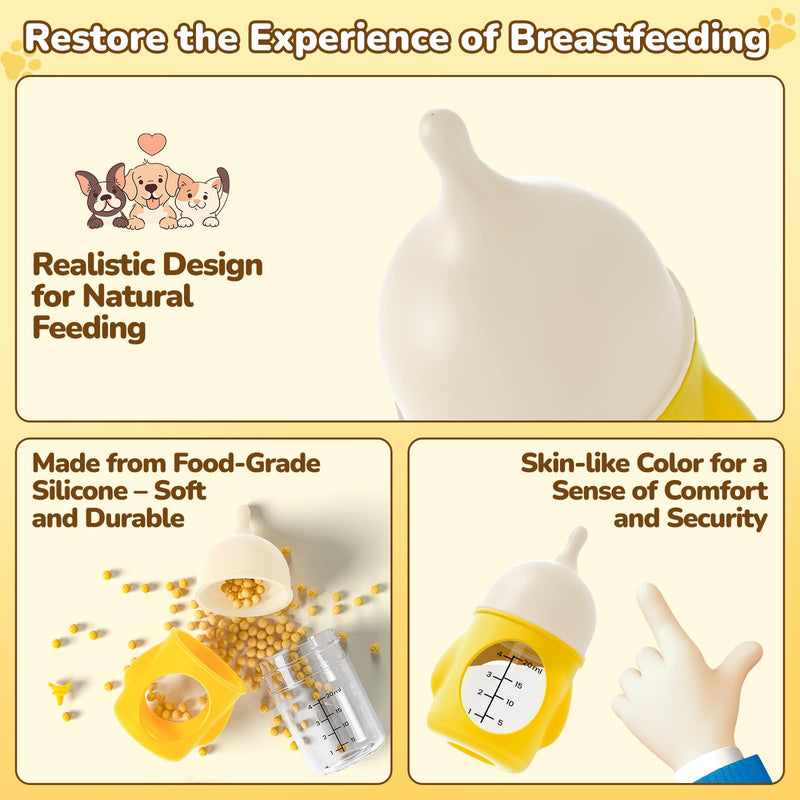 Silicone Nursing Bottle for Kittens – 20ml Soft Feeding Bottle for Newborn Pets – Easy-Grip, Anti-Leak Design – Ideal for Puppies, Rabbits, and Small Animals – BPA-Free, Easy to Clean